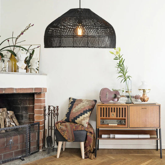 Natural Woven Lamp Shade Wicker Pendant Light-[Modern pendant lighting for bedroom and living space]-Demolights UK