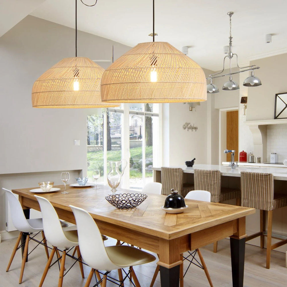 Natural Woven Lamp Shade Wicker Pendant Light