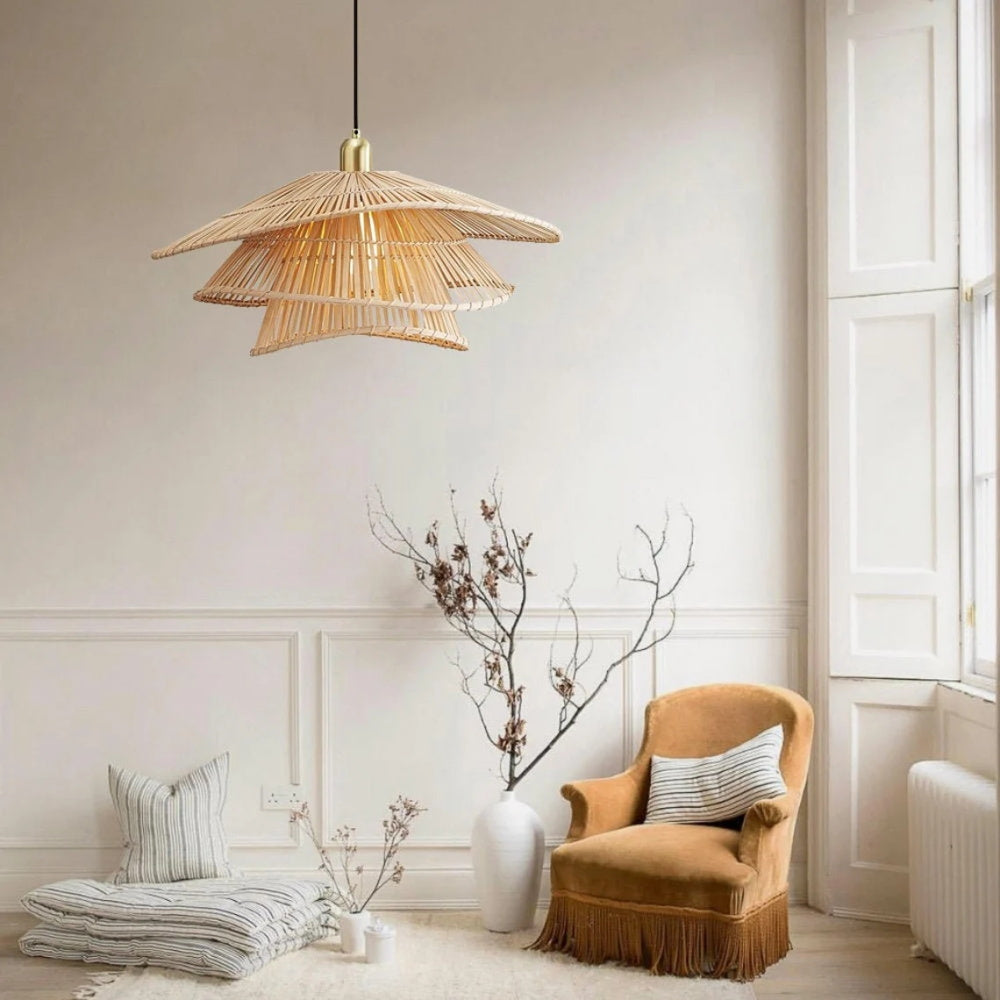 Bamboo Cloak Pendant Light Wicker Chandelier