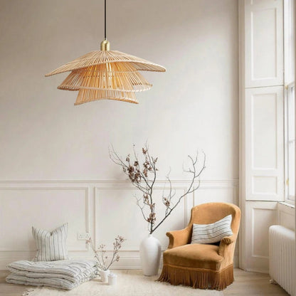 Bamboo Cloak Pendant Light Wicker Chandelier