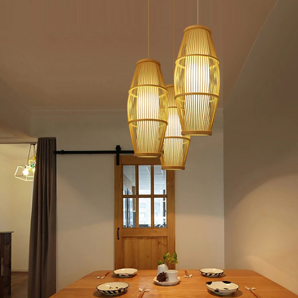 Southeastern Wabi Sabi Art Ceiling Light Weave Bamboo Pendant Lamp
