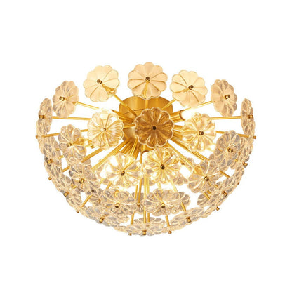 Luxury Crystal Flowers Starburst Ceiling Light Modern Flush Mount Ceiling Lamp