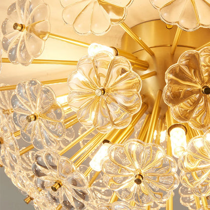 Luxury Crystal Flowers Starburst Ceiling Light Modern Flush Mount Ceiling Lamp