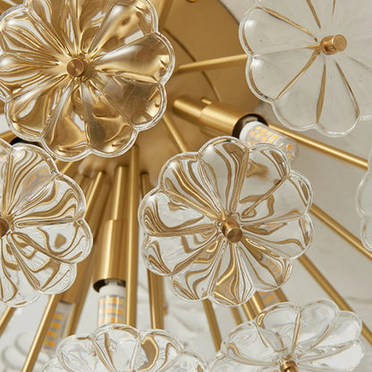 Luxury Crystal Flowers Starburst Ceiling Light Modern Flush Mount Ceiling Lamp