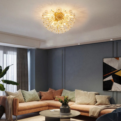 Luxury Crystal Flowers Starburst Ceiling Light Modern Flush Mount Ceiling Lamp