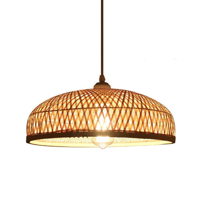 Bamboo Strip Bowl Cage Pendant Lampshade