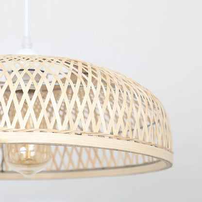 Bamboo Strip Bowl Cage Pendant Lampshade