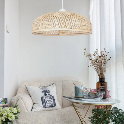 Bamboo Strip Bowl Cage Pendant Lampshade