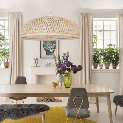 Bamboo Strip Bowl Cage Pendant Lampshade