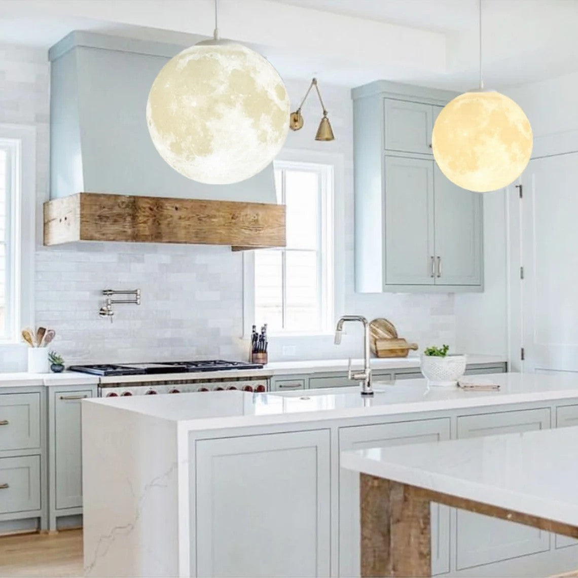 Creative 3D Printed Moon Pendant Lamp For Bedroom Home Decoration
