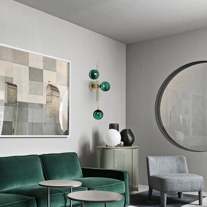 Green/Clear Glass Globe Wall Sconce Lamp Minimalist