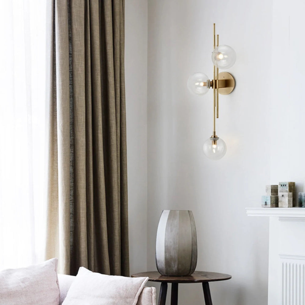 Green/Clear Glass Globe Wall Sconce Lamp Minimalist