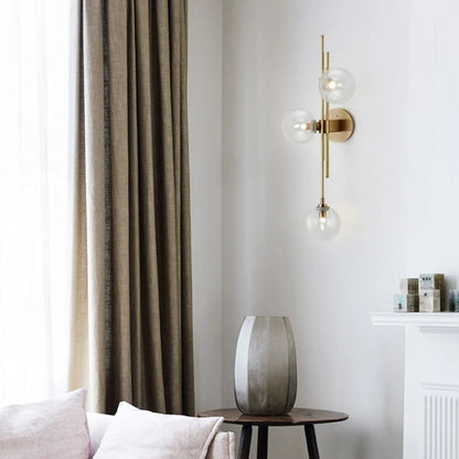 Green/Clear Glass Globe Wall Sconce Lamp Minimalist