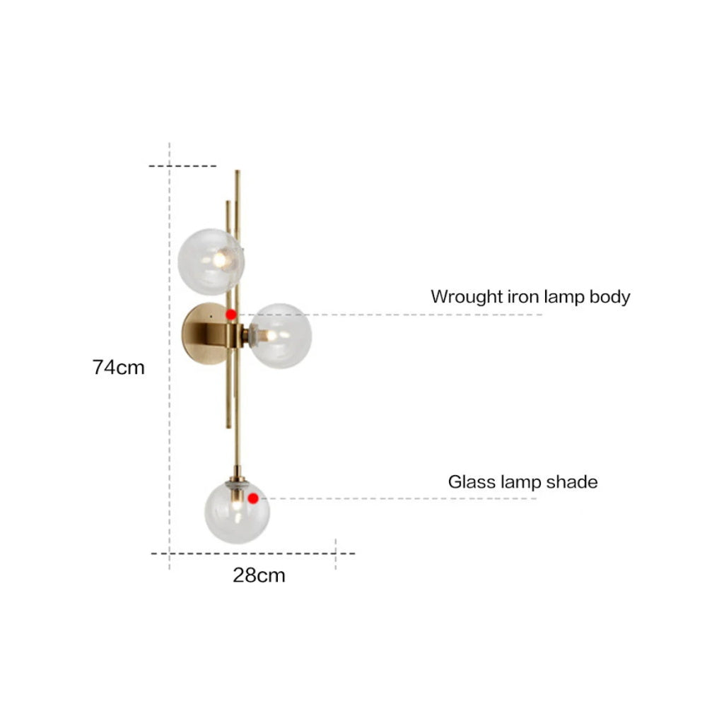 Green/Clear Glass Globe Wall Sconce Lamp Minimalist