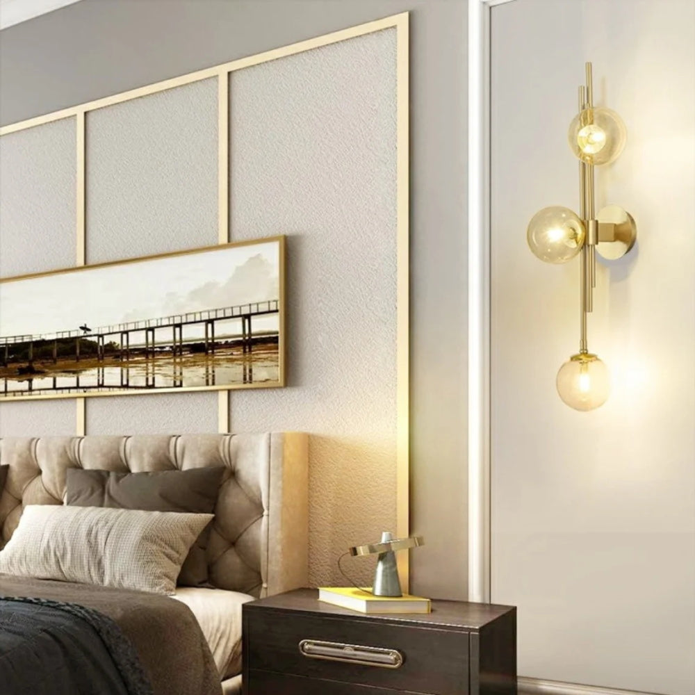 Green/Clear Glass Globe Wall Sconce Lamp Minimalist
