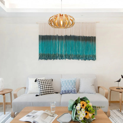 Bamboo Wicker Pumpkin Shade Pendant Light