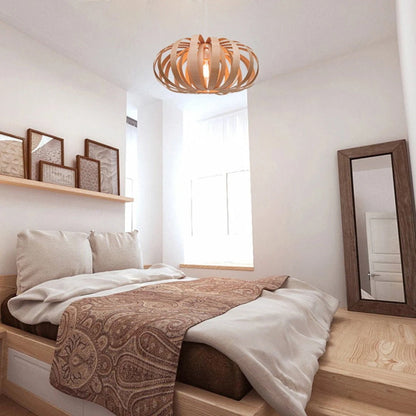 Bamboo Wicker Pumpkin Shade Pendant Light