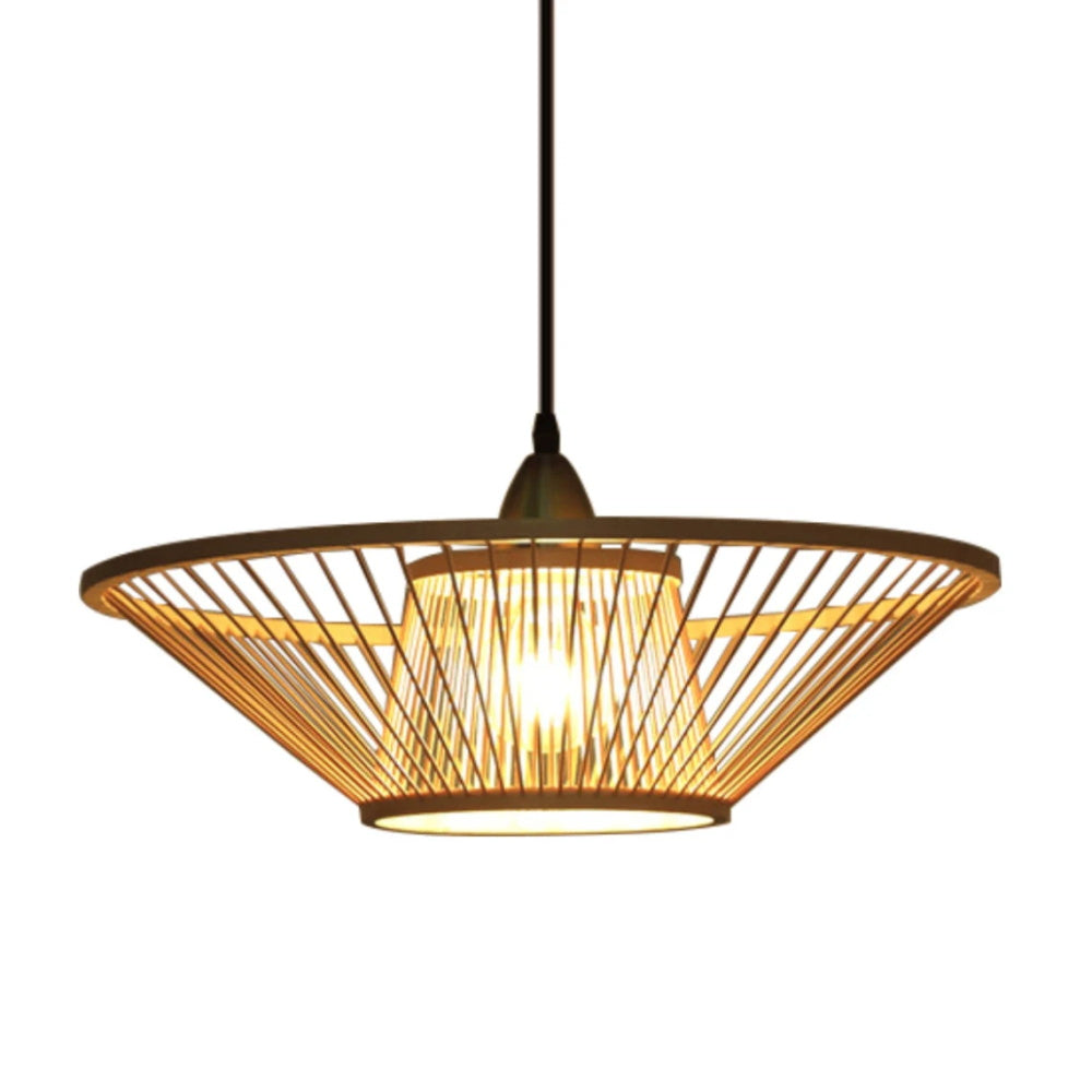 Bamboo Hand-Made Ceiling Lamp with Saucer Shade Modern