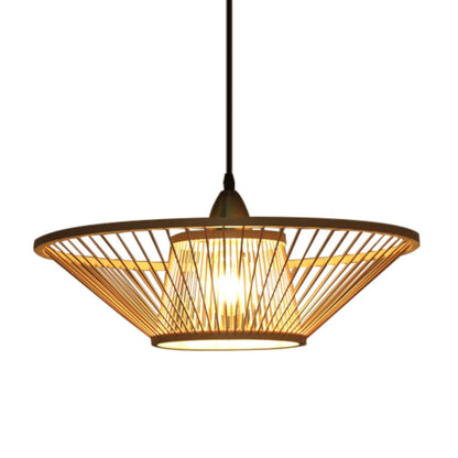 Bamboo Hand-Made Ceiling Lamp with Saucer Shade Modern