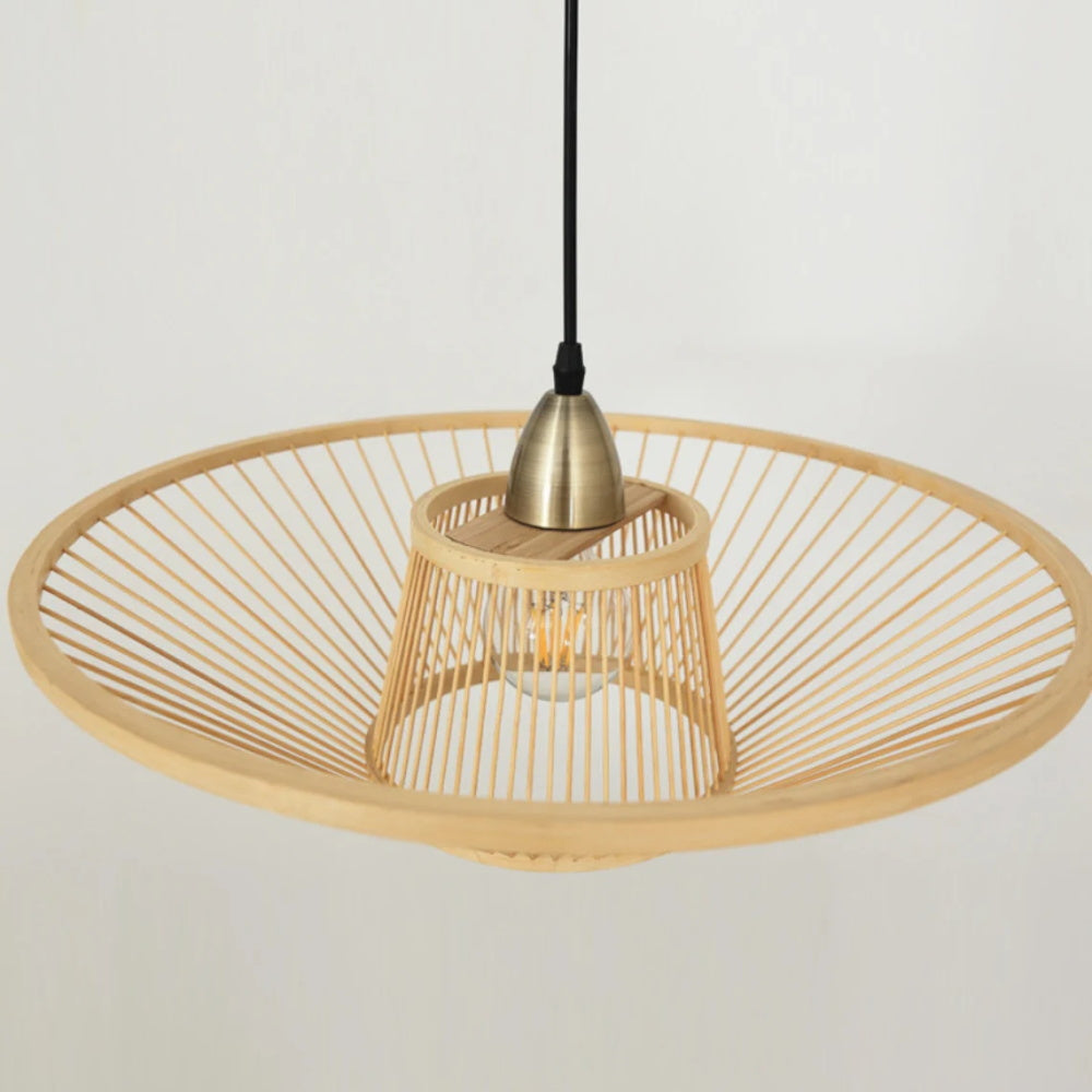 Bamboo Hand-Made Ceiling Lamp with Saucer Shade Modern