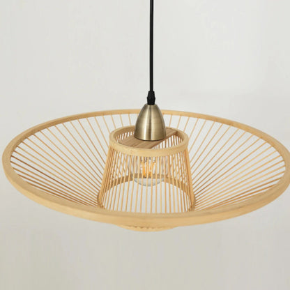 Bamboo Hand-Made Ceiling Lamp with Saucer Shade Modern