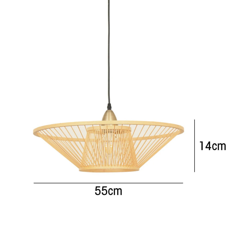 Bamboo Hand-Made Ceiling Lamp with Saucer Shade Modern