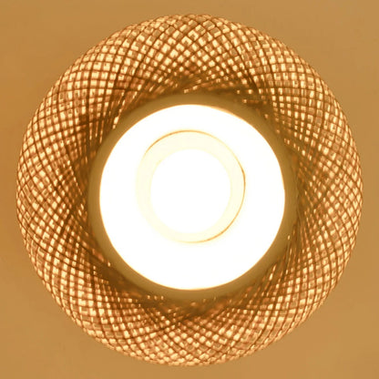 Bamboo Wide Lantern Semi Flush Mount Traditional Pendant Lights