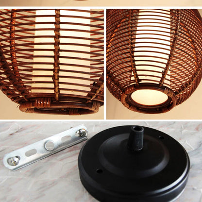 Brown Basket Bamboo Ceiling Lamp for Living Room