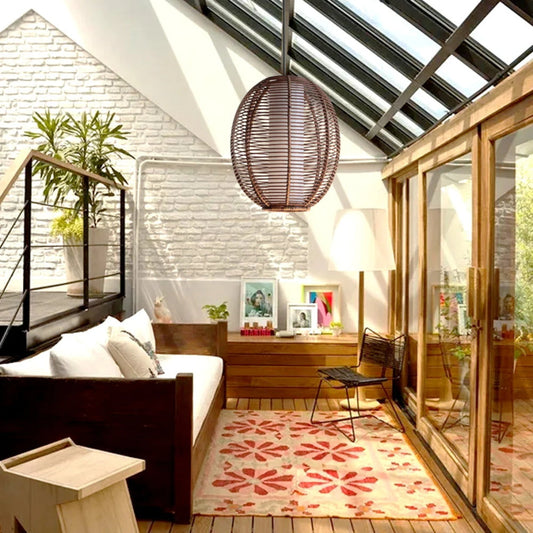 Brown Basket Bamboo Ceiling Lamp for Living Room-[Modern pendant lighting for bedroom and living space]-Demolights UK