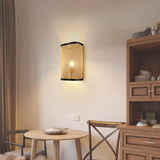 Load image into Gallery viewer, Minimalist Rectangular Wall Sconce Bamboo Single Bedroom Flush Mount Wall Light