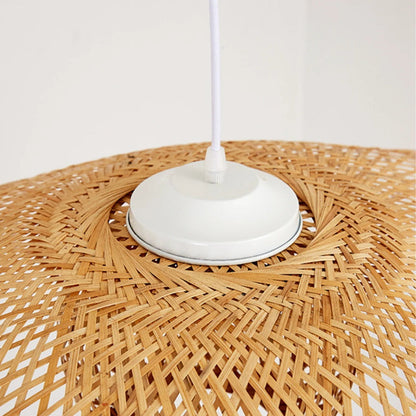 Floppy Hat Bamboo Pendant Light Woven Lampshade