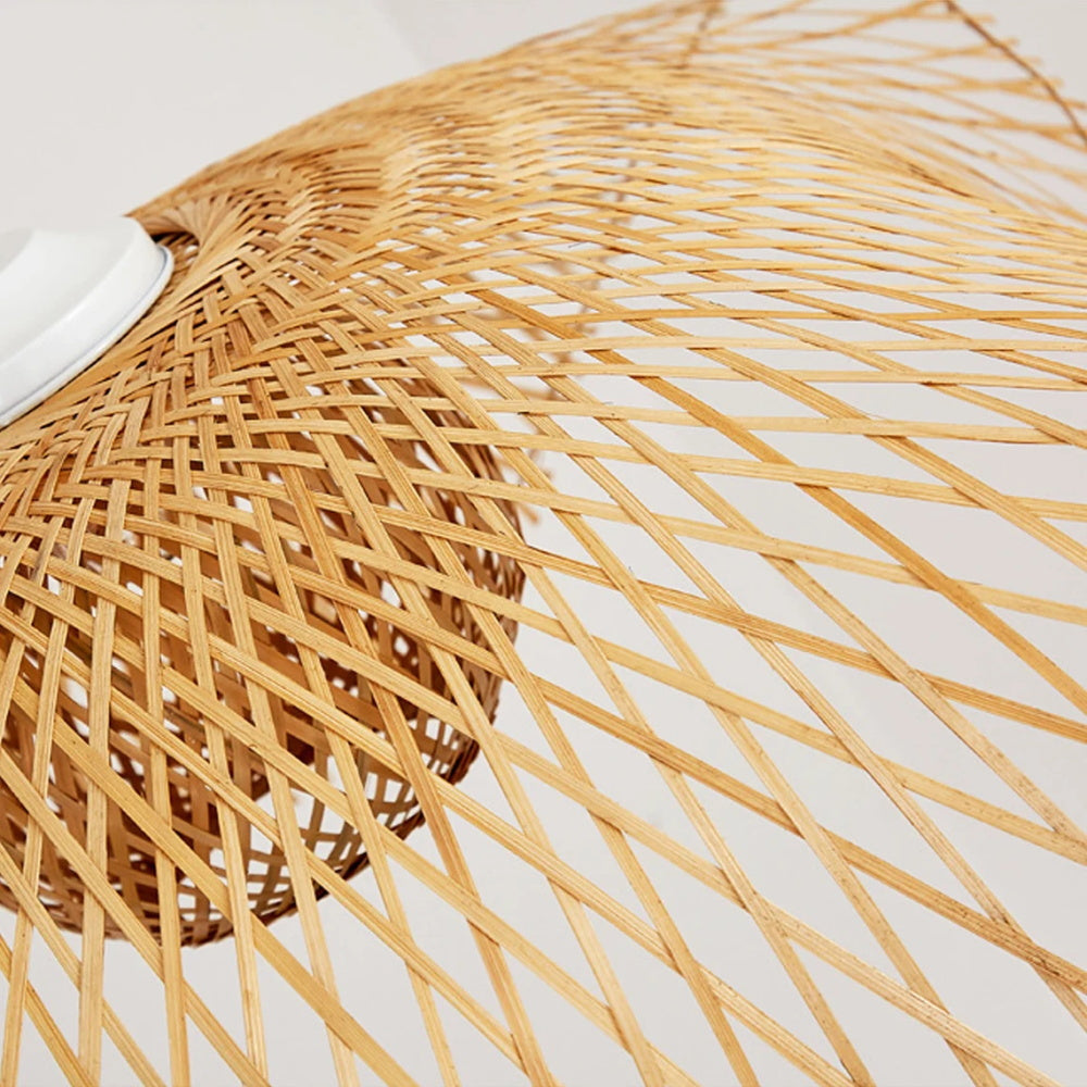 Floppy Hat Bamboo Pendant Light Woven Lampshade