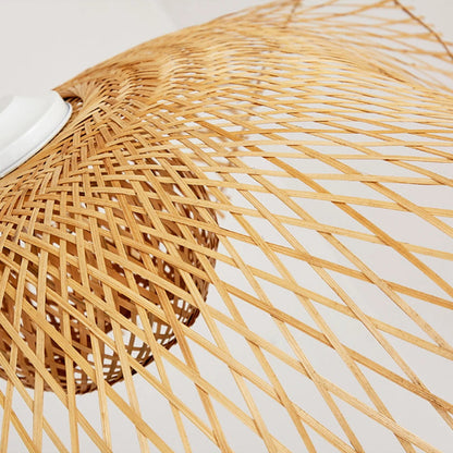 Floppy Hat Bamboo Pendant Light Woven Lampshade