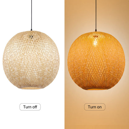 Natural Bamboo Hand-Woven Pendant Light