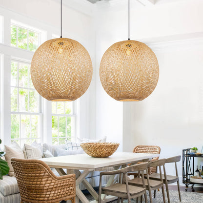 Natural Bamboo Hand-Woven Pendant Light