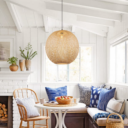 Natural Bamboo Hand-Woven Pendant Light