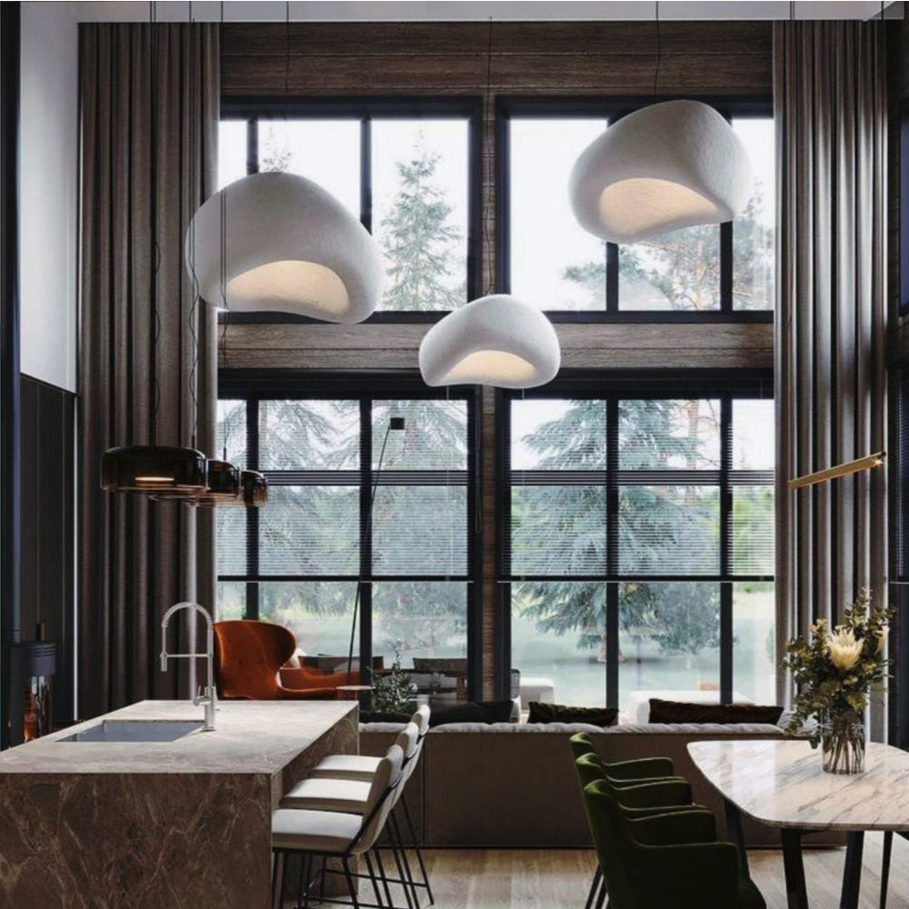Resin Oval Pendant Lights Modern Wabi-Sabi Mushroom Organic Dome Lamp