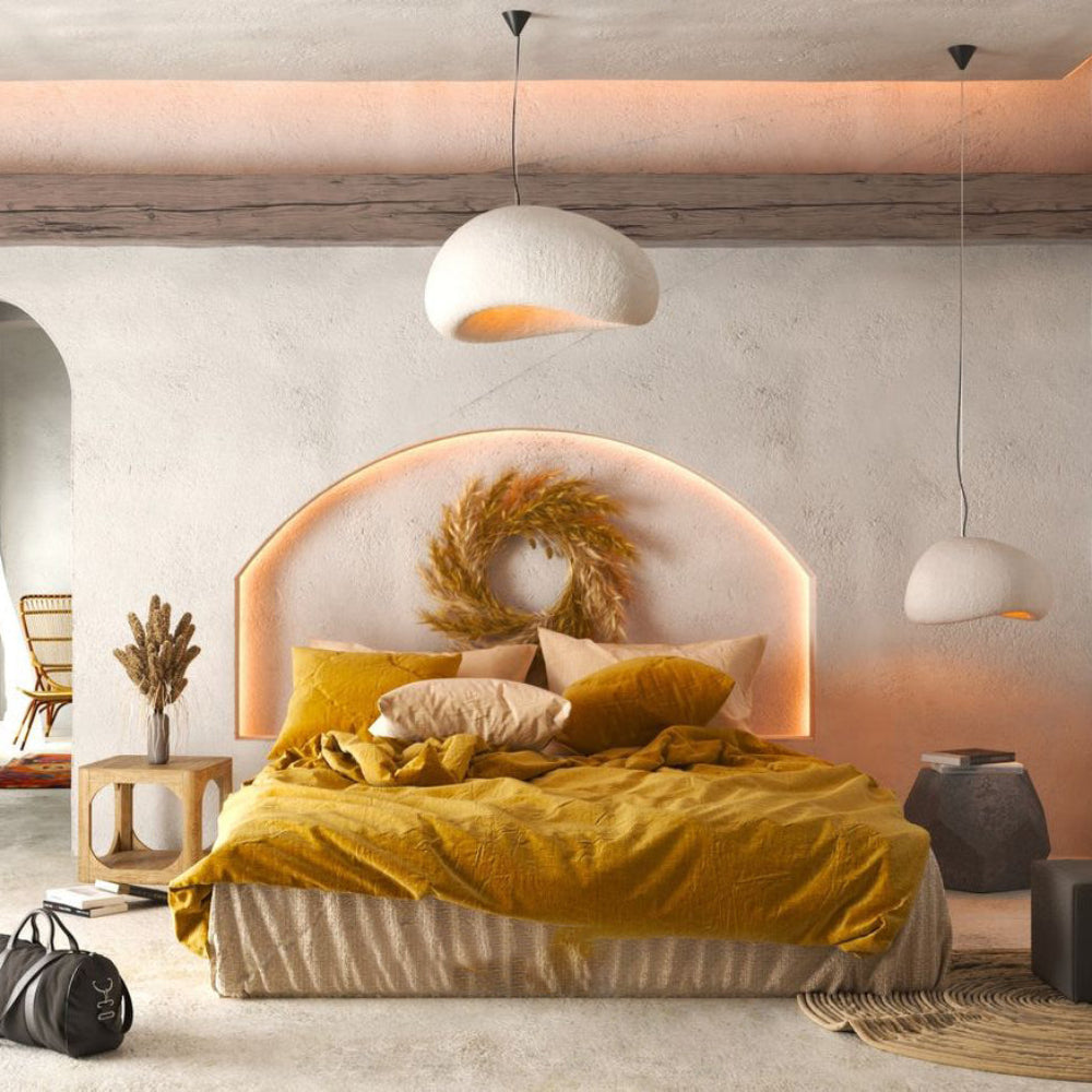 Resin Oval Pendant Lights Modern Wabi-Sabi Mushroom Organic Dome Lamp