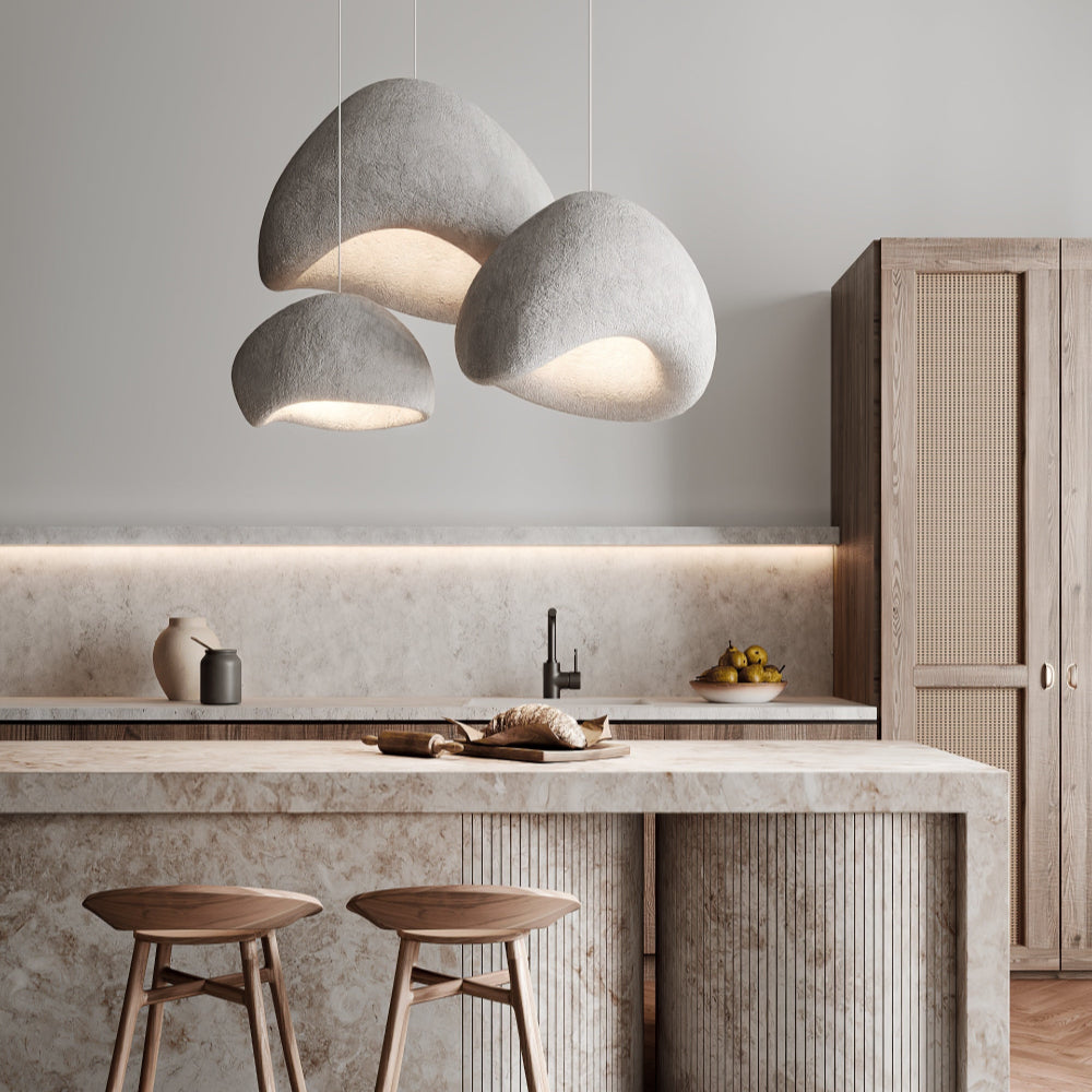 Resin Oval Pendant Lights Modern Wabi-Sabi Mushroom Organic Dome Lamp