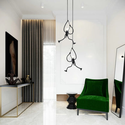 Modern Creative Iron People Lamp Adjustable Height Iron Chandelier