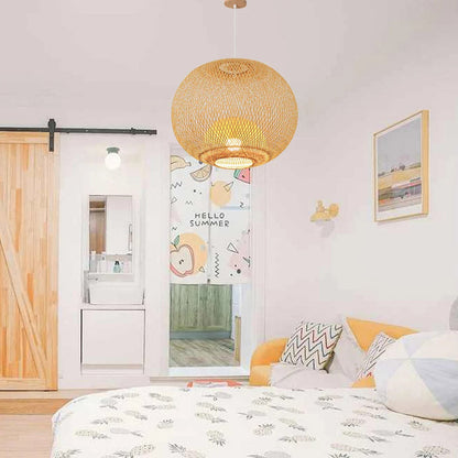 Sphere Bamboo Suspension Pendant Light