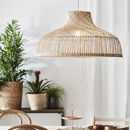 Rattan Woven Bowl Pendant Lights-[Modern pendant lighting for bedroom and living space]-Demolights UK