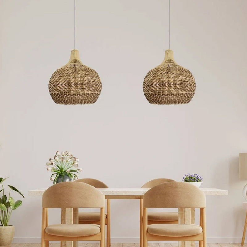 Demolights Rustic Rattan Pendant Light Ceiling Lamp Shade For Living 