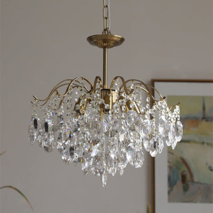 Retro Crystal Chandelier Sumptuous Romantic Amber Pendant Light