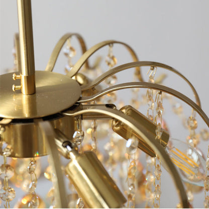 Retro Crystal Chandelier Sumptuous Romantic Amber Pendant Light