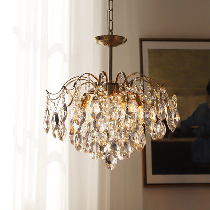 Retro Crystal Chandelier Sumptuous Romantic Amber Pendant Light