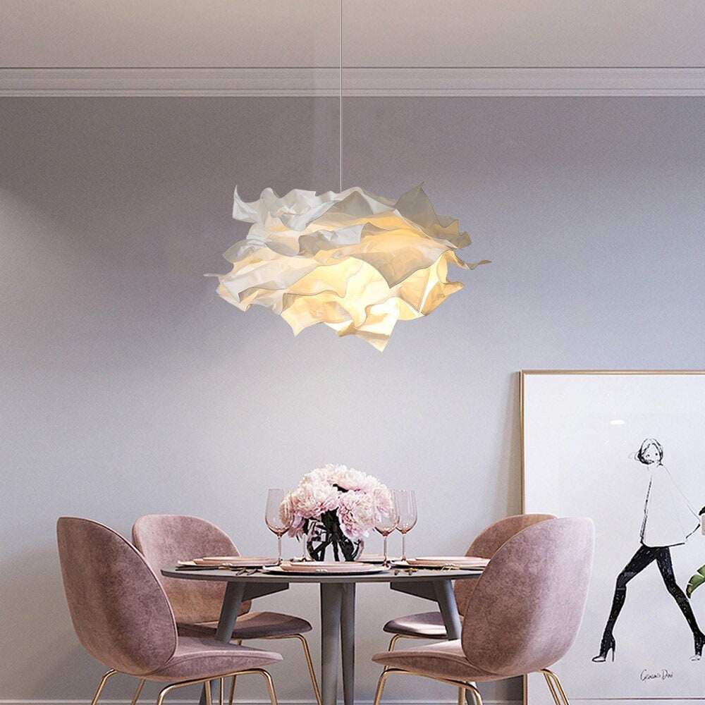 Fabric White Cloud Pendant Lights Creative Origami Chandelier-[Modern pendant lighting for bedroom and living space]-Demolights UK