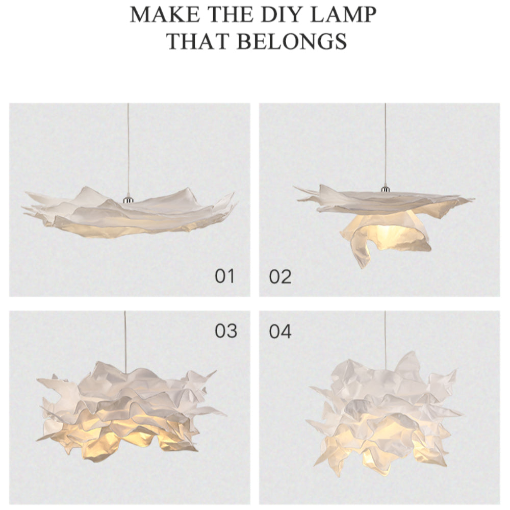 Fabric White Cloud Pendant Lights Creative Origami Chandelier