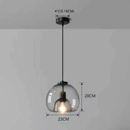 Spherical Glass Pendant Light Modern Double-Layer Globe Smoke & Amber Hanging Lamp