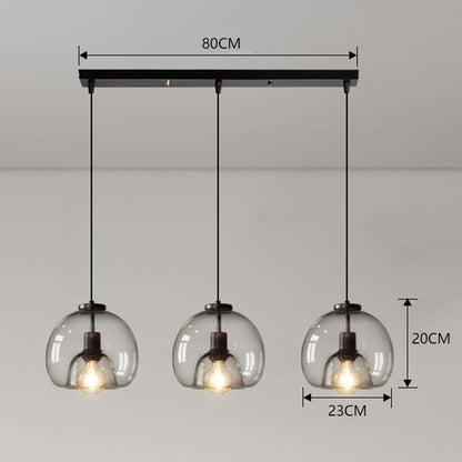 Spherical Glass Pendant Light Modern Double-Layer Globe Smoke & Amber Hanging Lamp